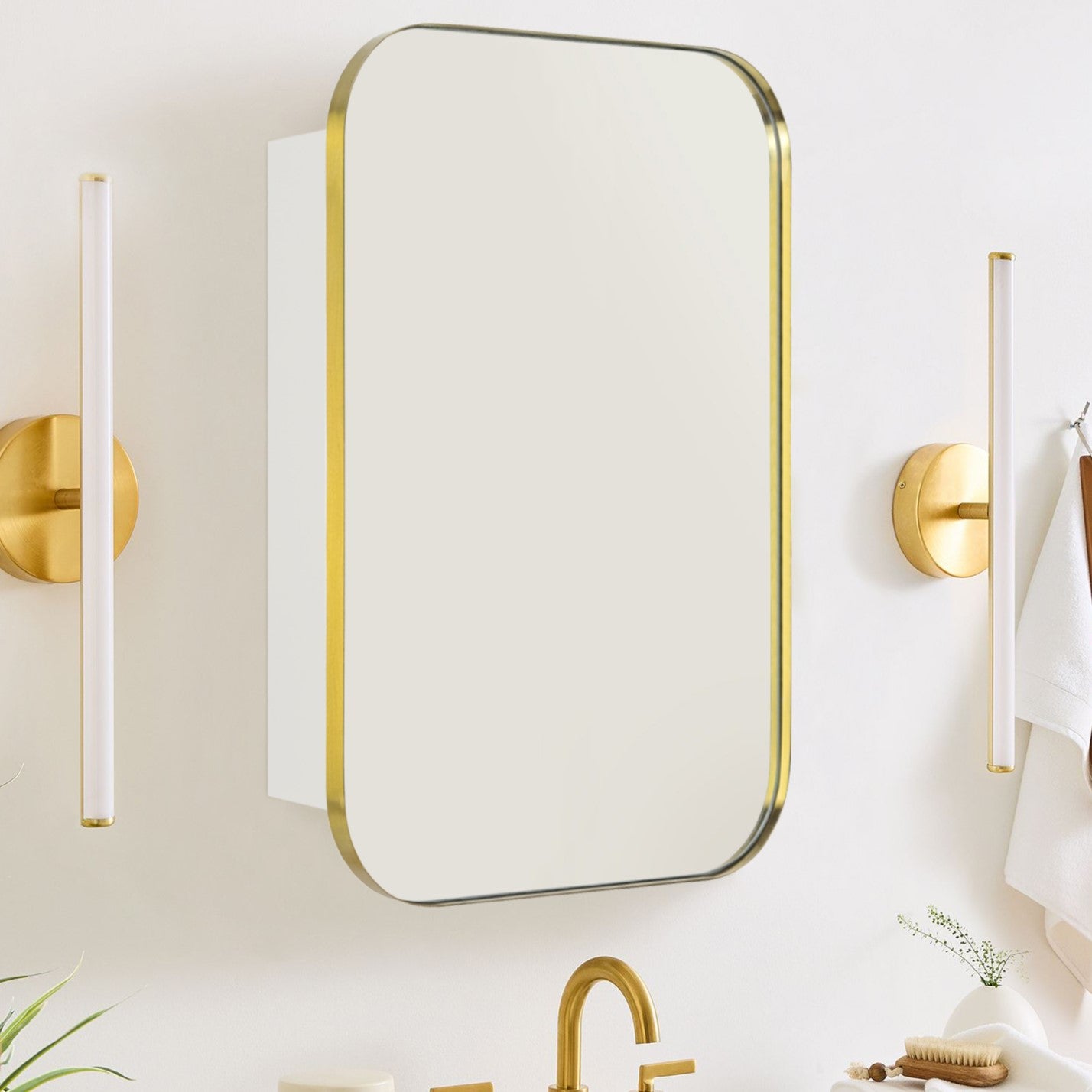 Surface and Recessed Mount Rectangular Stainless Steel Metal Framed Bathroom Medicine Cabinet with Mirror, 22'' W x 30'' H