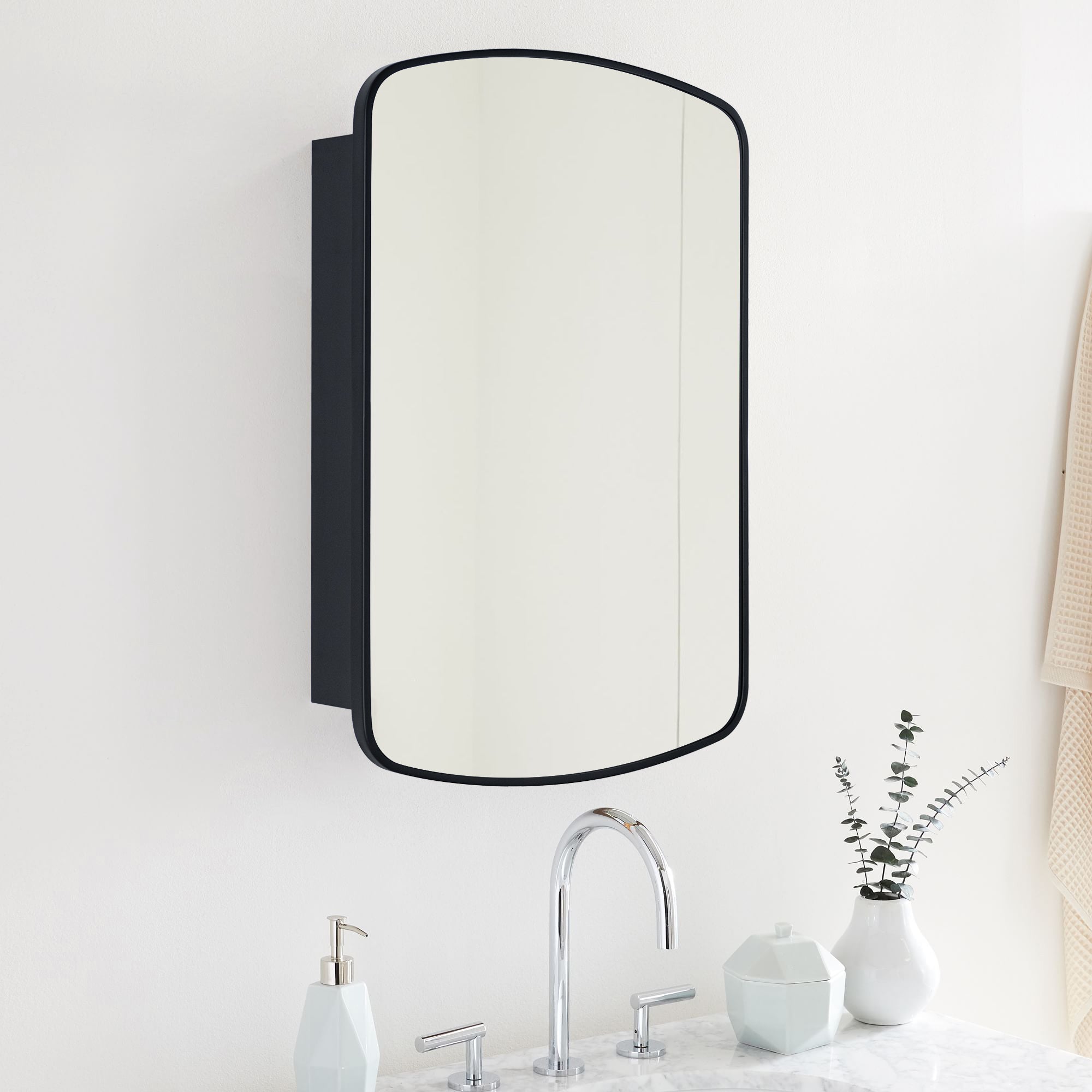 Recessed and Surface Mount Metal Framed Bathroom Medicine Cabinet with Mirror