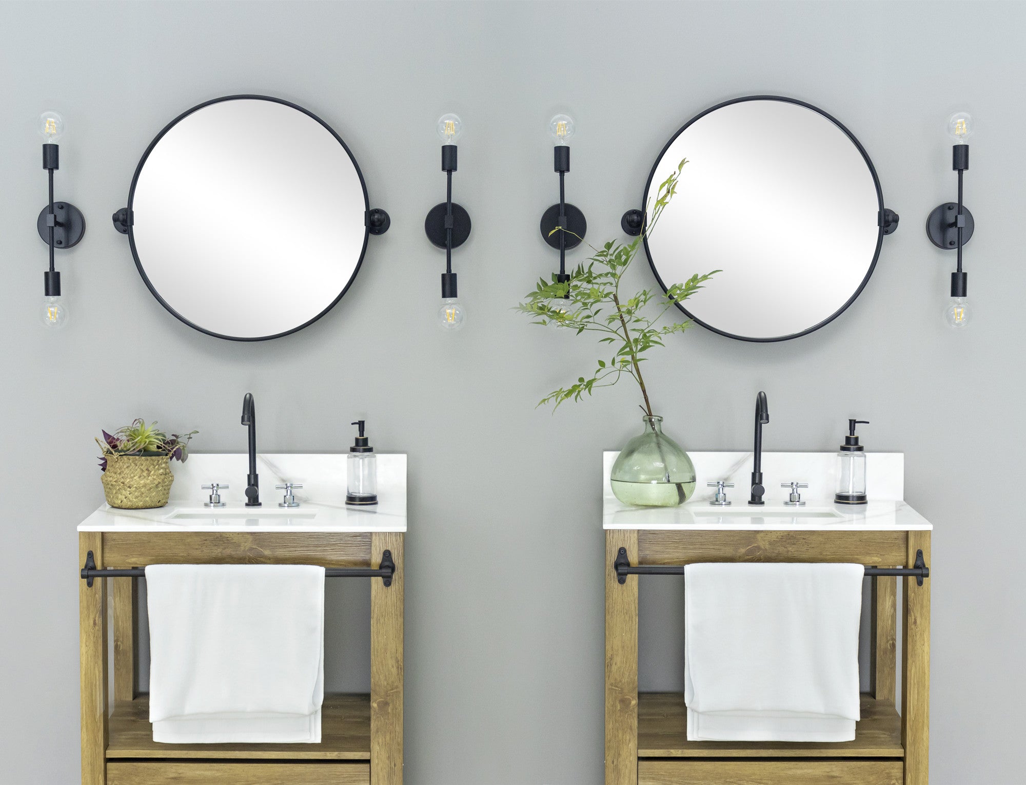 Adlina Round Stainless Steel Framed Pivoting Wall Mounted Bathroom Vanity Mirror