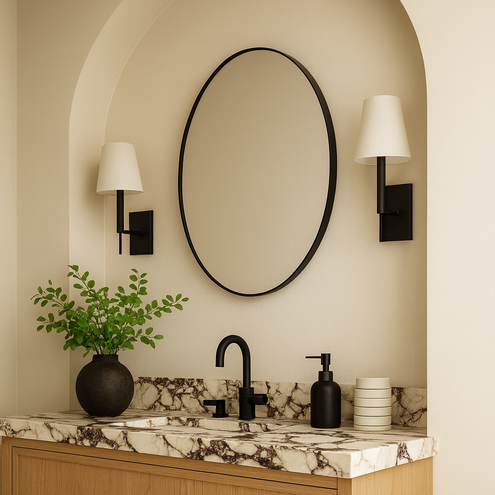 TEHOME Yolanta Circular Round Stainless Steel Framed Wall Mounted Bathroom Vanity Mirror
