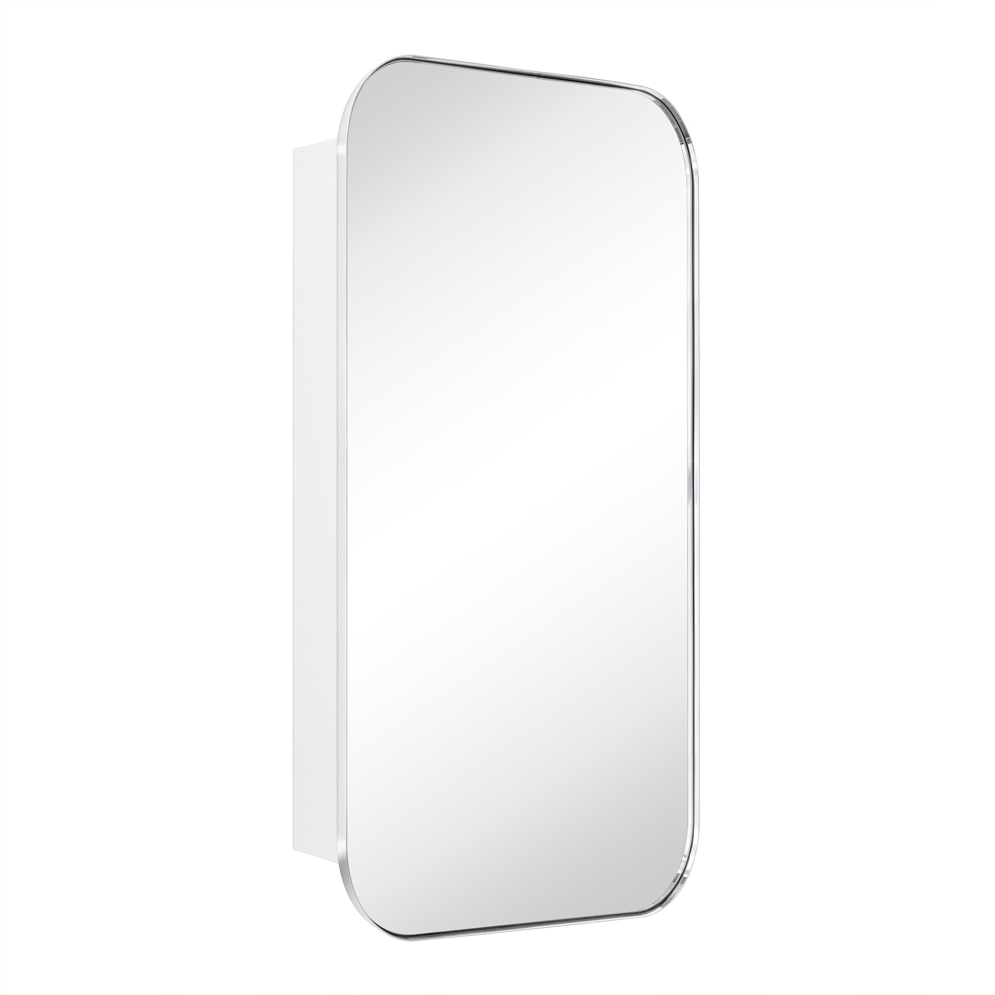 Surface and Recessed Mount Rectangular Long Narrow Stainless Steel Metal Framed Bathroom Medicine Cabinet with Mirror, 20'' W x 40'' H