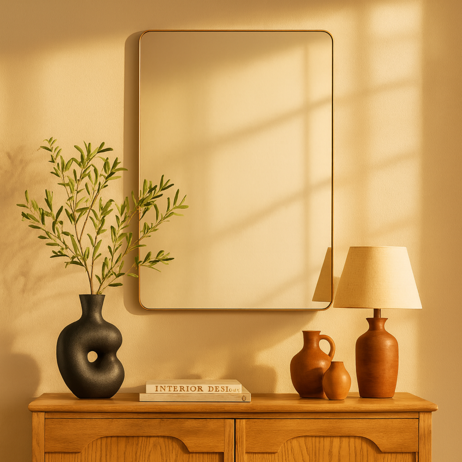 Scallia Modern Rectangle Large Wall Mirrors with Rounded Corners