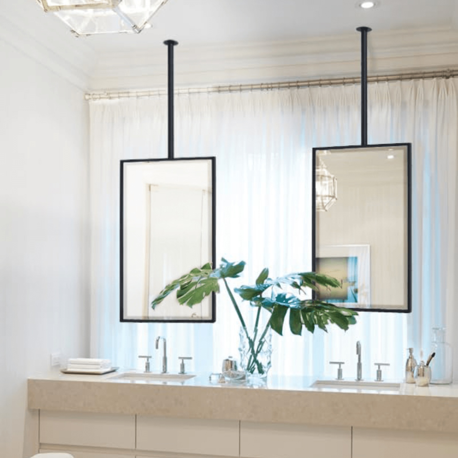 Seren Modern Rectangle Ceiling Mount Bathroom Mirrors, 20x30" in Black GC-00565 TEHOME