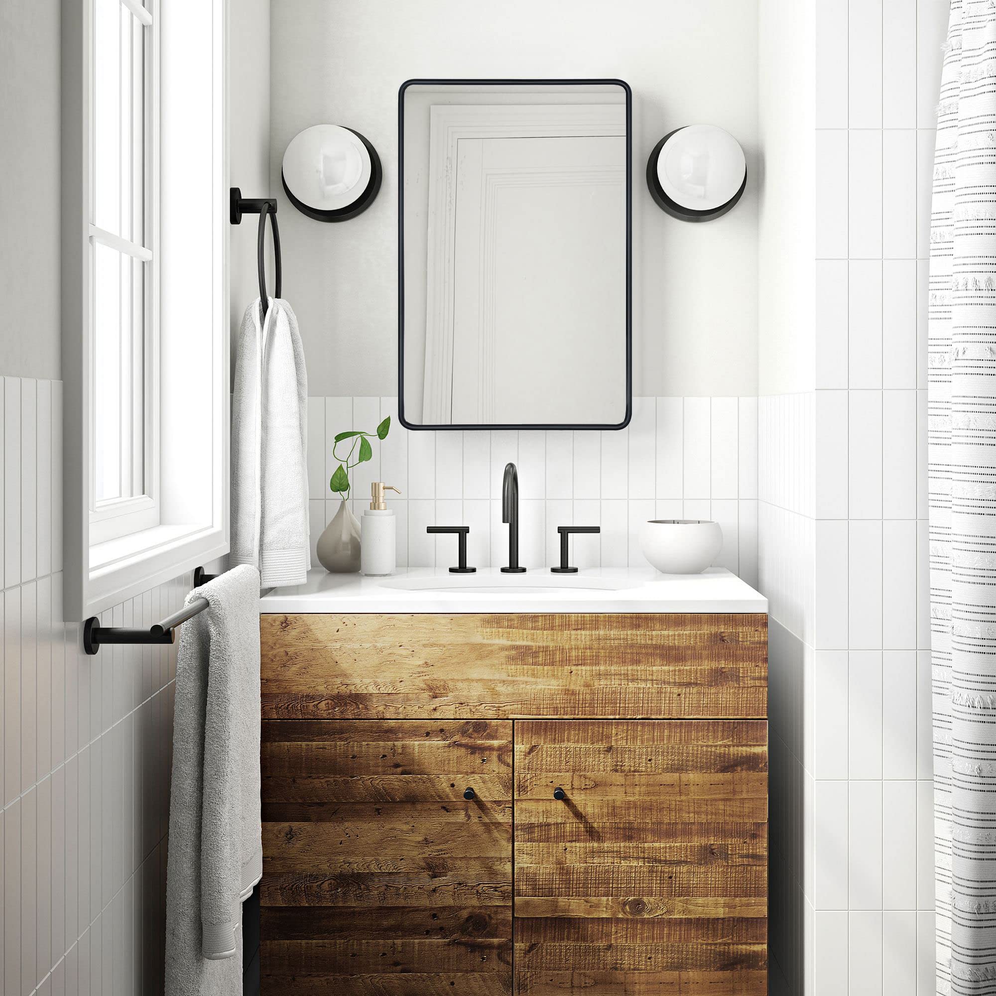 Surface Mount Rectangular Metal Framed Bathroom Medicine Cabinet with Mirror