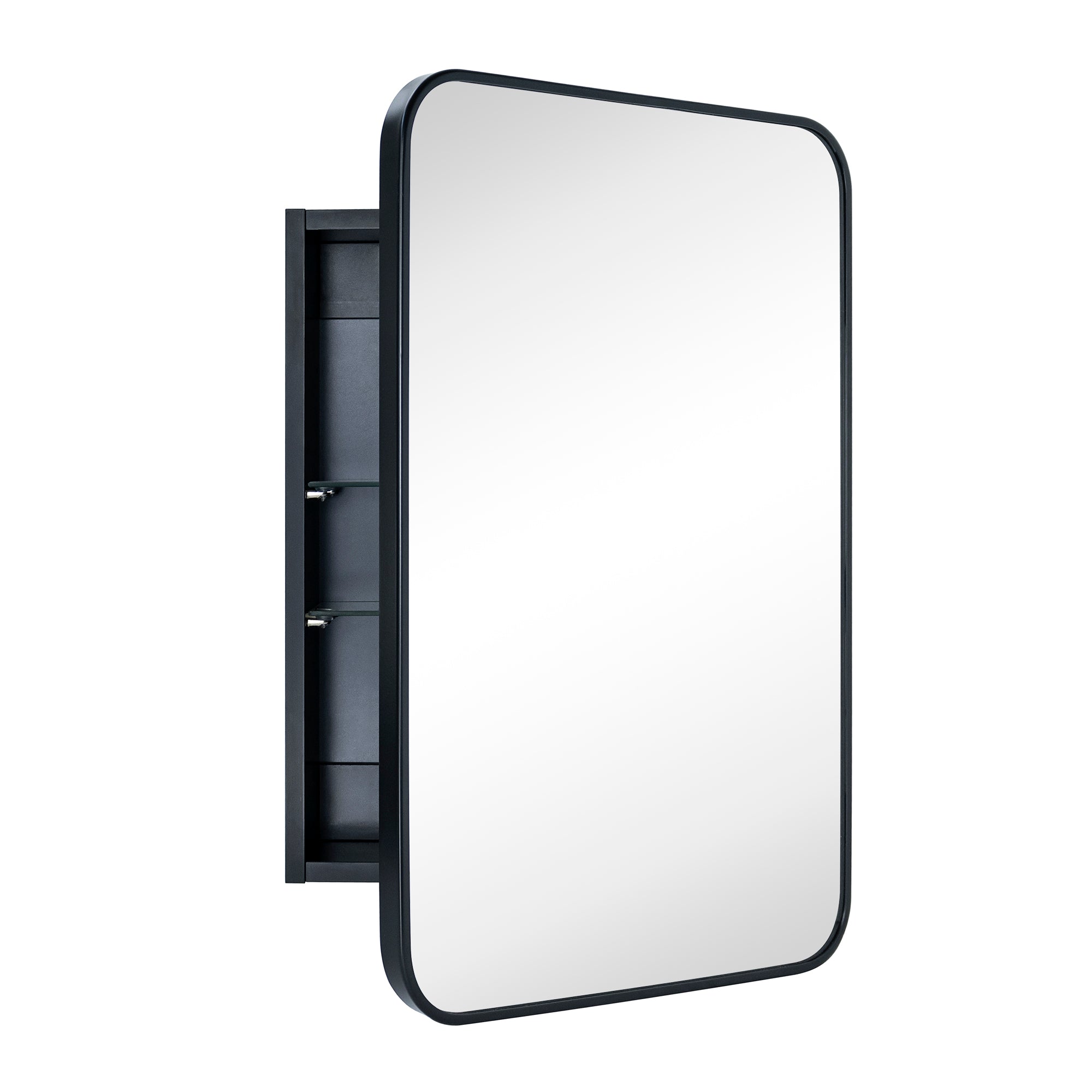 Garnes Rectangular Recessed or Surface Mount Metal Framed Medicine Cabinet with Mirror
