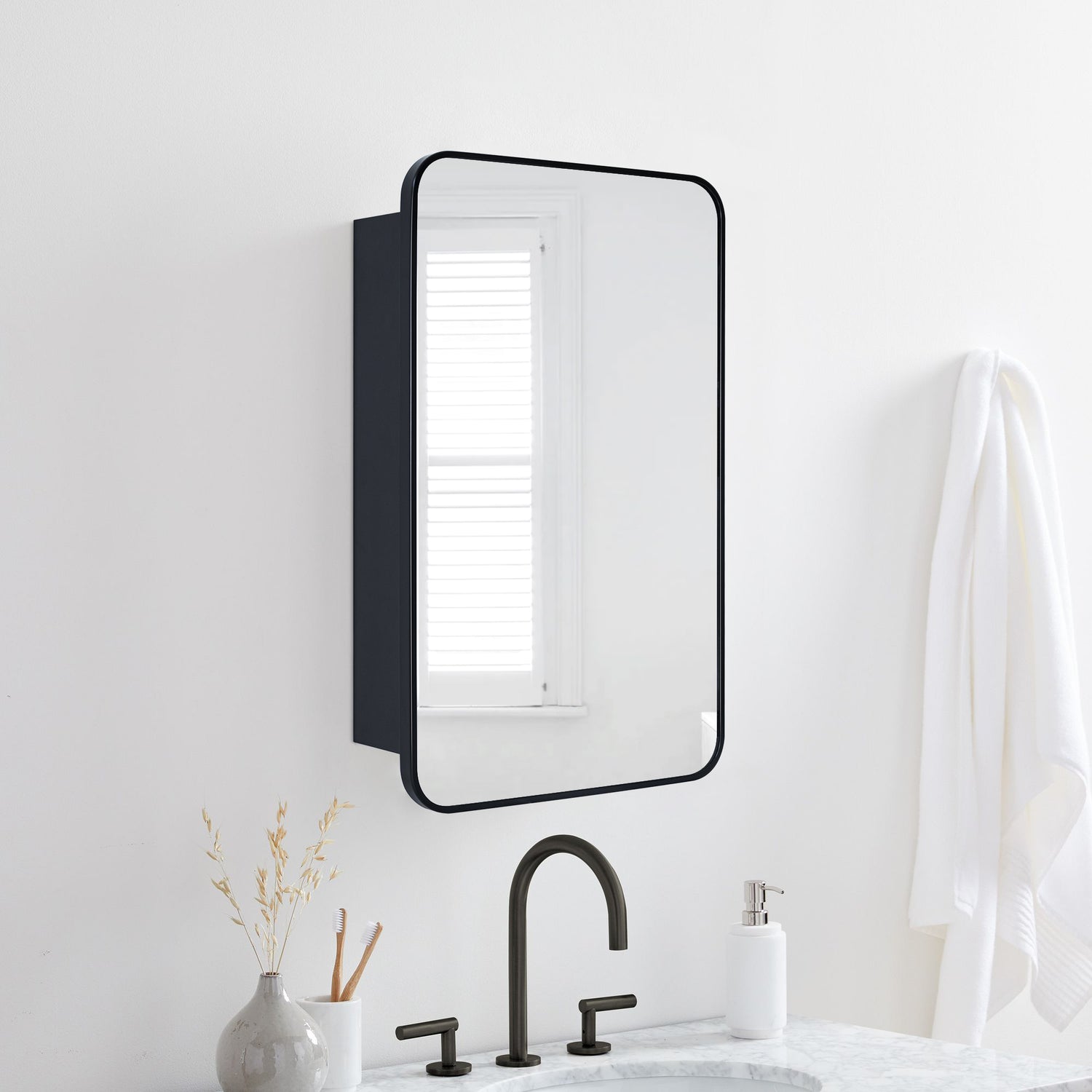 Garnes Modern Rectangle Recessed and Surface Mount Bathroom Medicine Cabinet with Mirrors