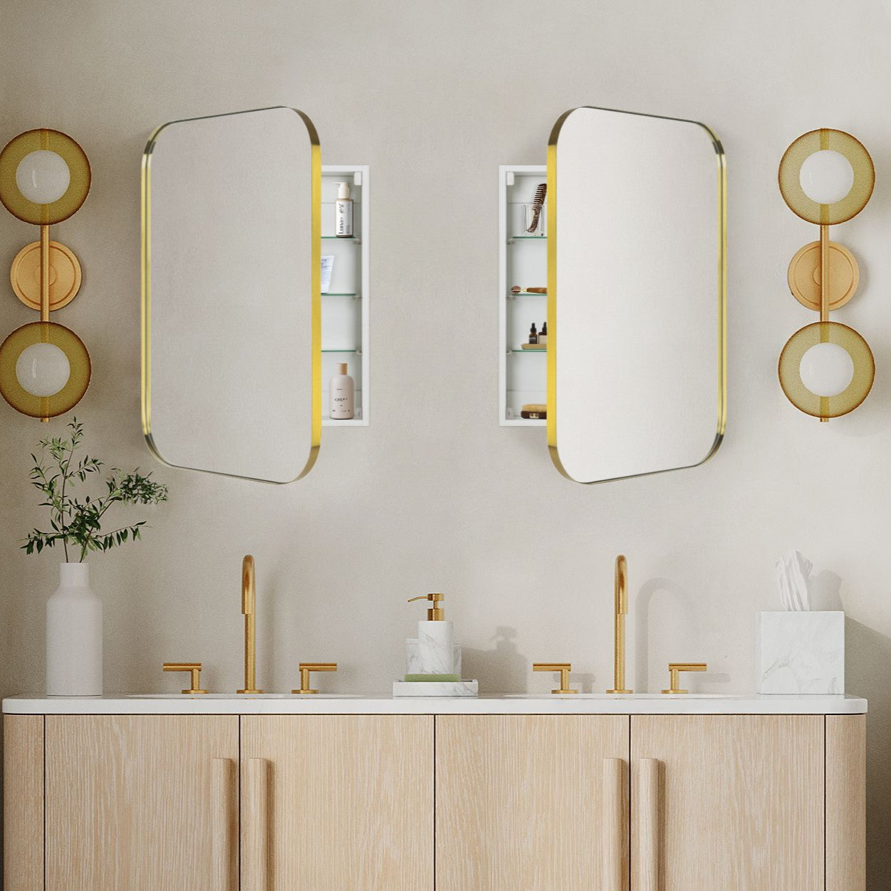 Surface and Recessed Mount Rectangular Stainless Steel Metal Framed Bathroom Medicine Cabinet with Mirror, 22'' W x 30'' H