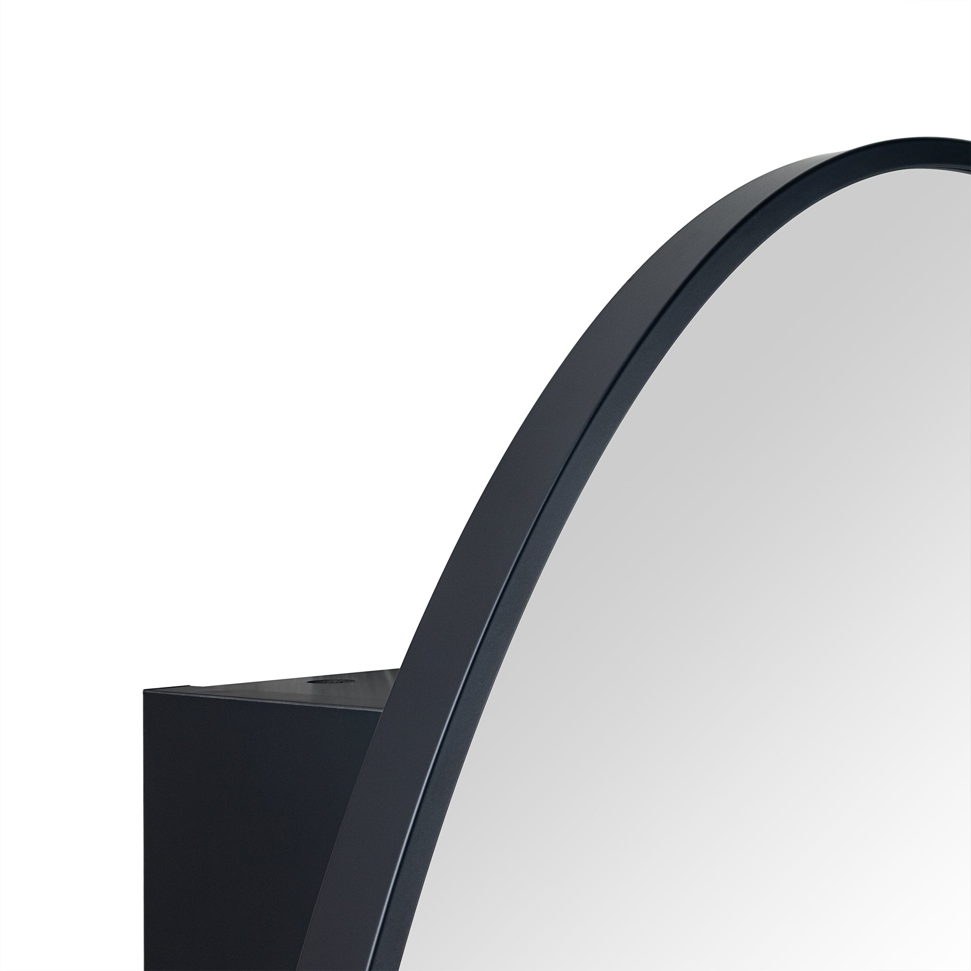 Surface Mounted Oval Medicine Cabinet with Mirror Black Metal Oval Bathroom Medicine Cabinet with Adjustable Glass Shelves, 20'' W x 30'' H