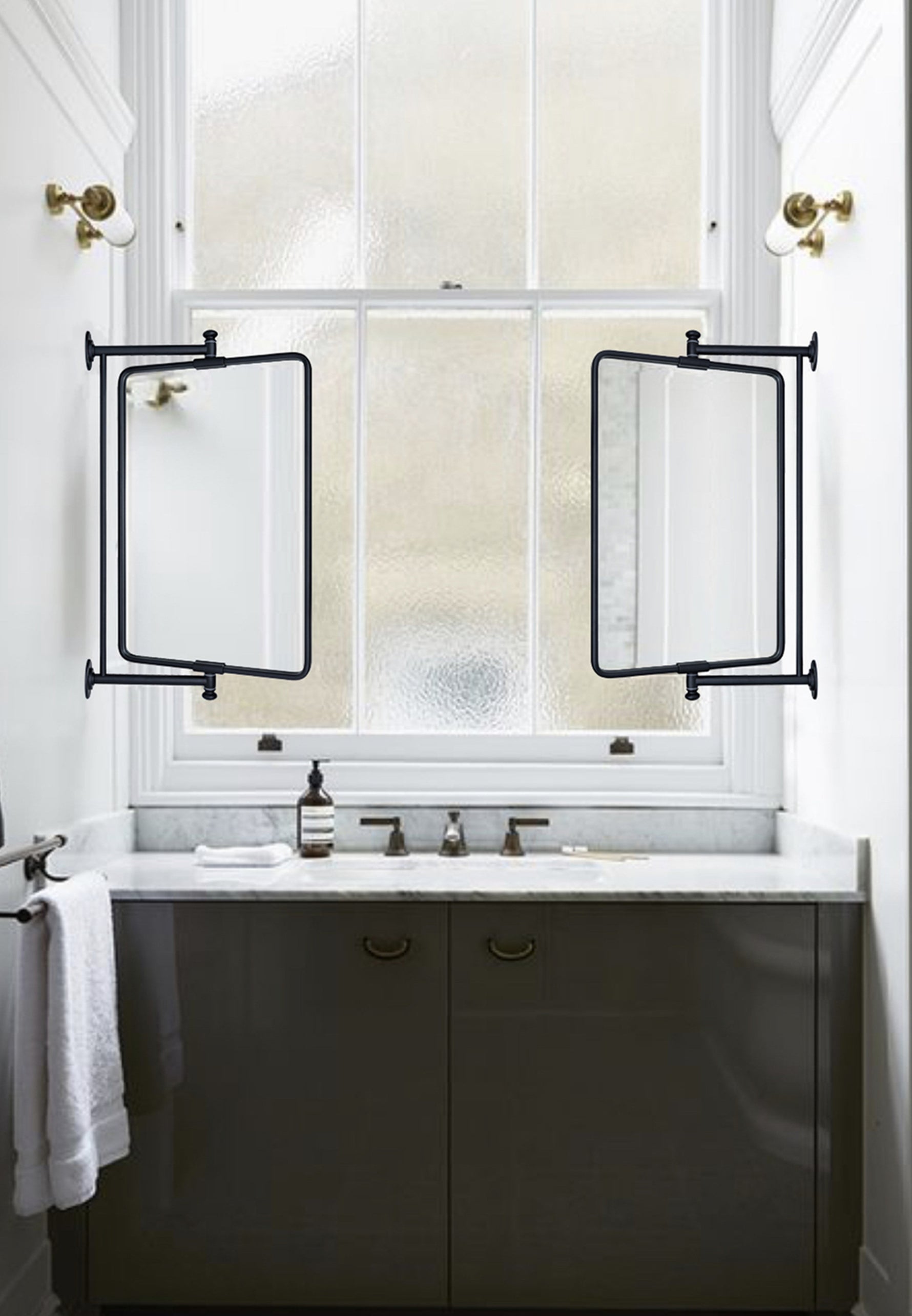 Rectangular Metal Framed Wall Mounted Bathroom Vanity Mirror