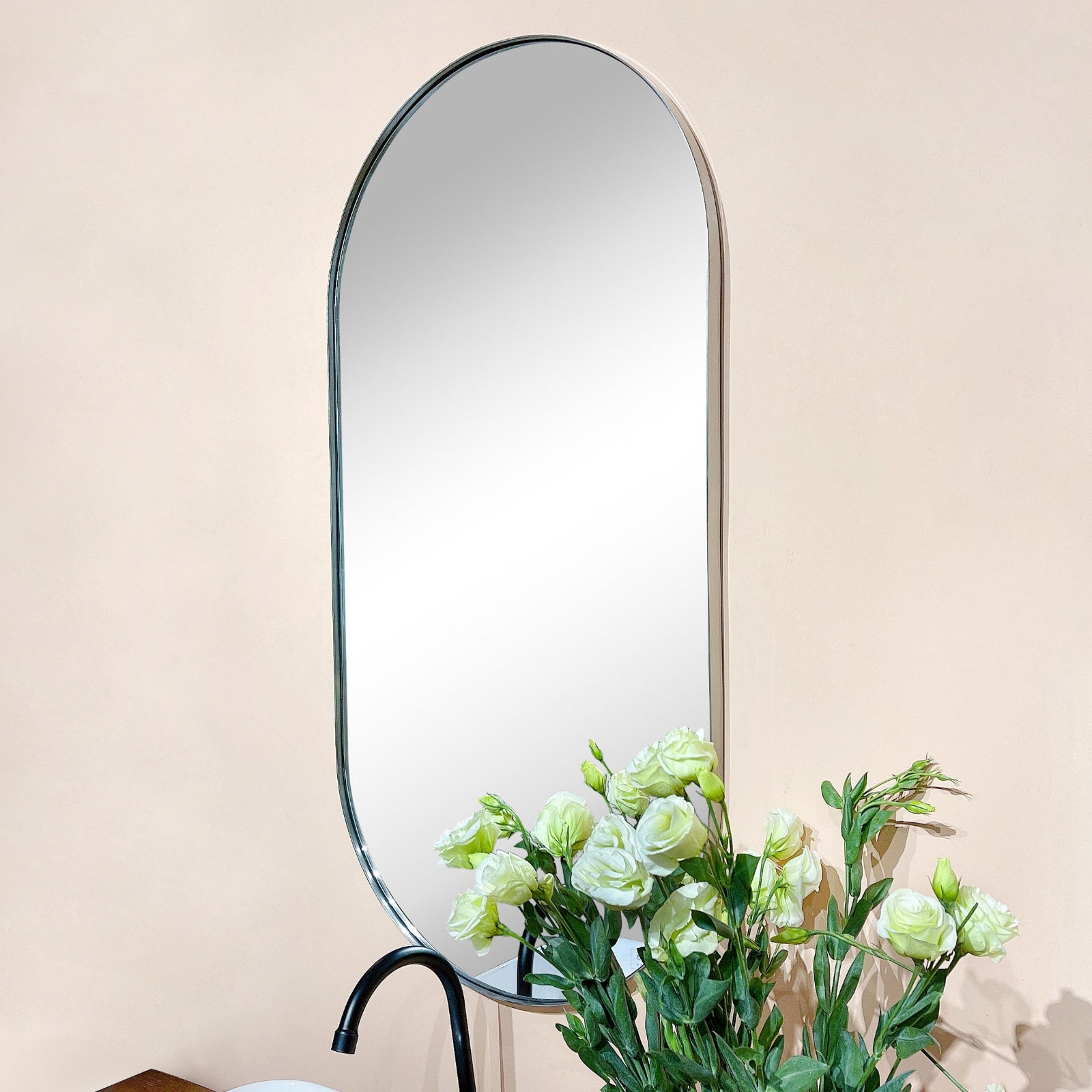 Oval Metal Framed Wall Mounted Bathroom Vanity Mirror