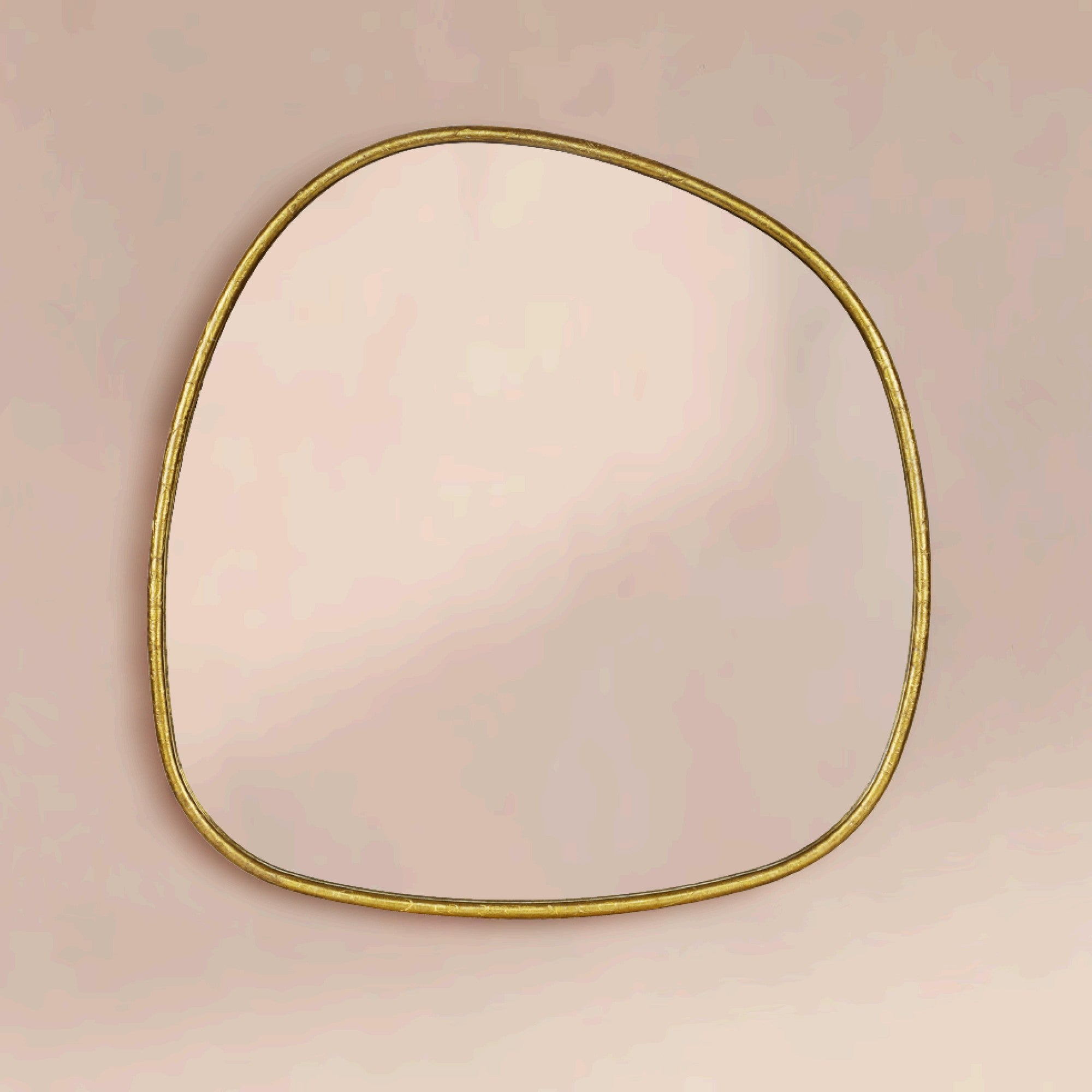 TEHOME Asymmetrical Irregular Shaped Mirror Antiqued Gold Asymmetrical Accent Mirror Irregular Bathroom Wall Mirror