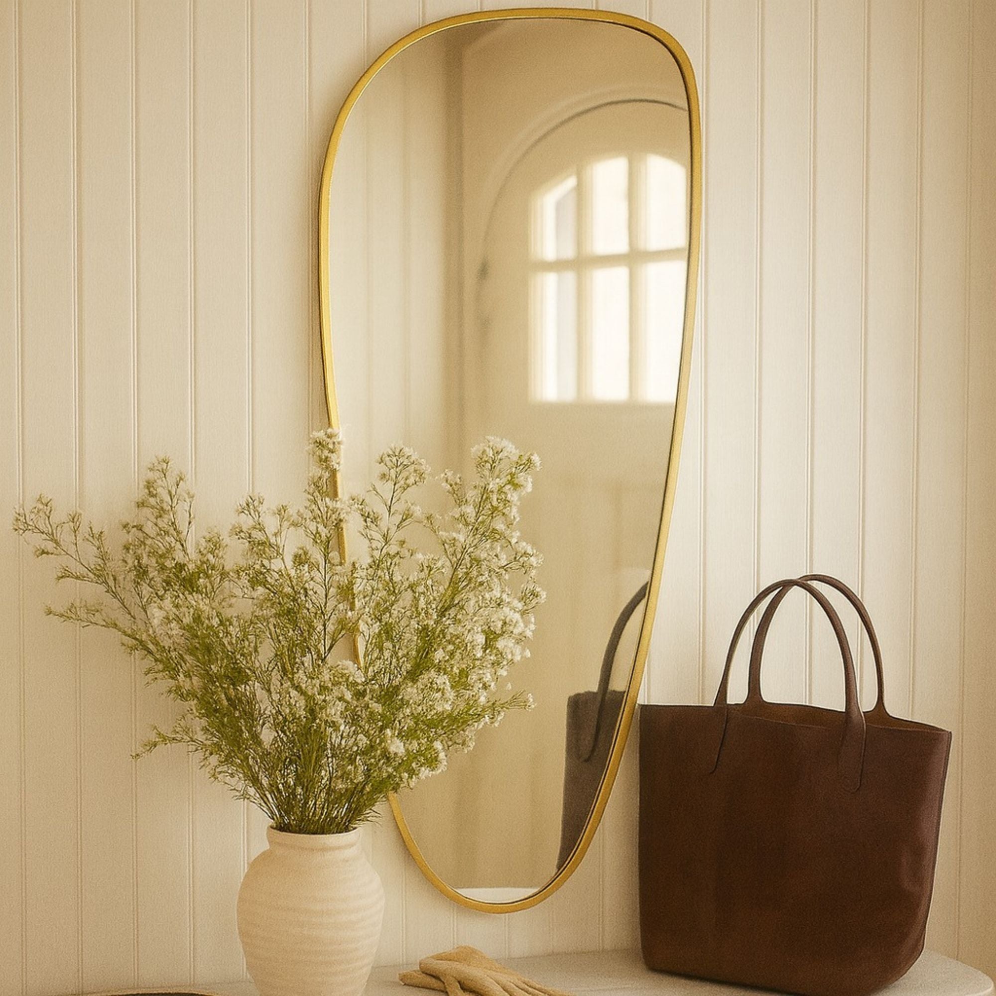 Large Irregular Full Length Mirror Asymmetrical Floor Bathroom Mirror Irregular Shaped Full Body Wall Mirror