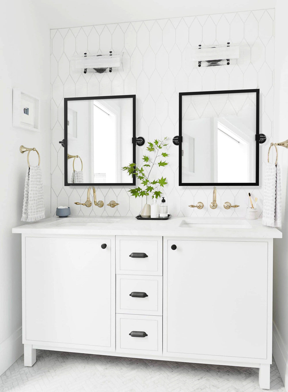 Rectangular Metal Framed Pivot Wall Mounted Bathroom Vanity Mirror