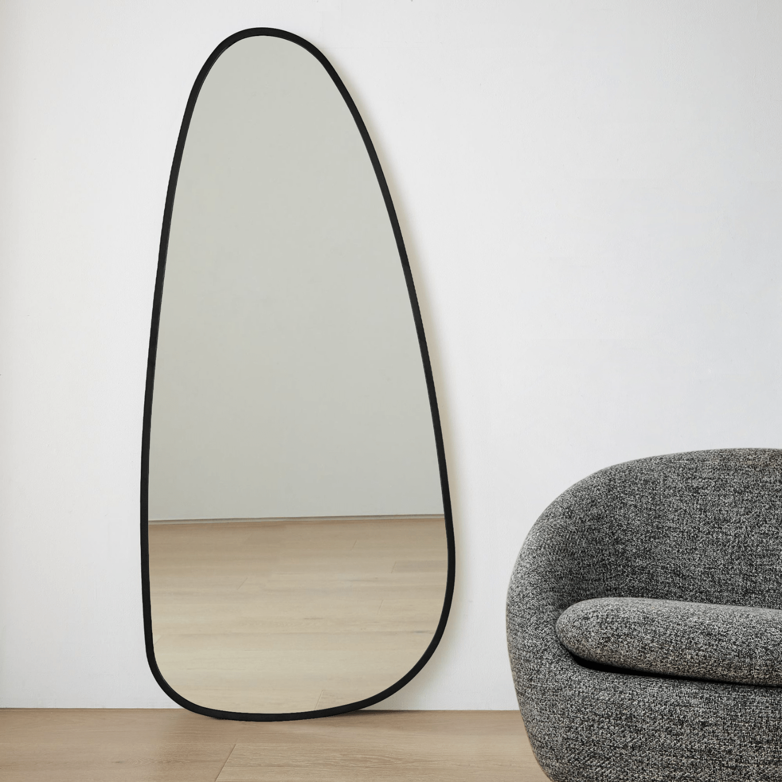 Trequan Modern Irregular Wall Mirrors GC-XY002 Black 50x22.5" TEHOME