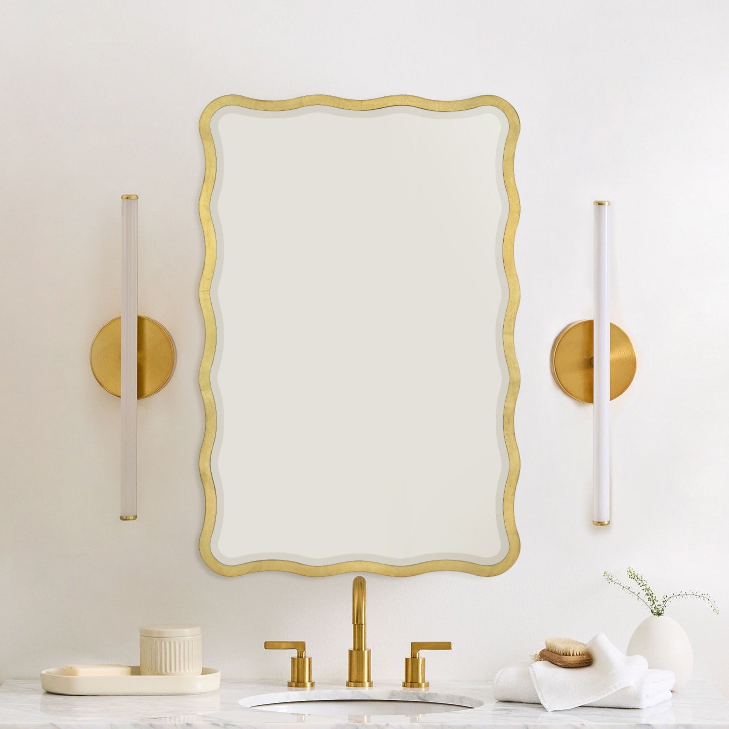 Rectangle Framed Beveled Bathroom Vanity Mirror