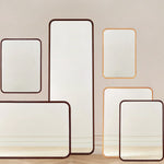 Rectangular Wood Framed Wall Mounted Bathroom Vanity Mirror