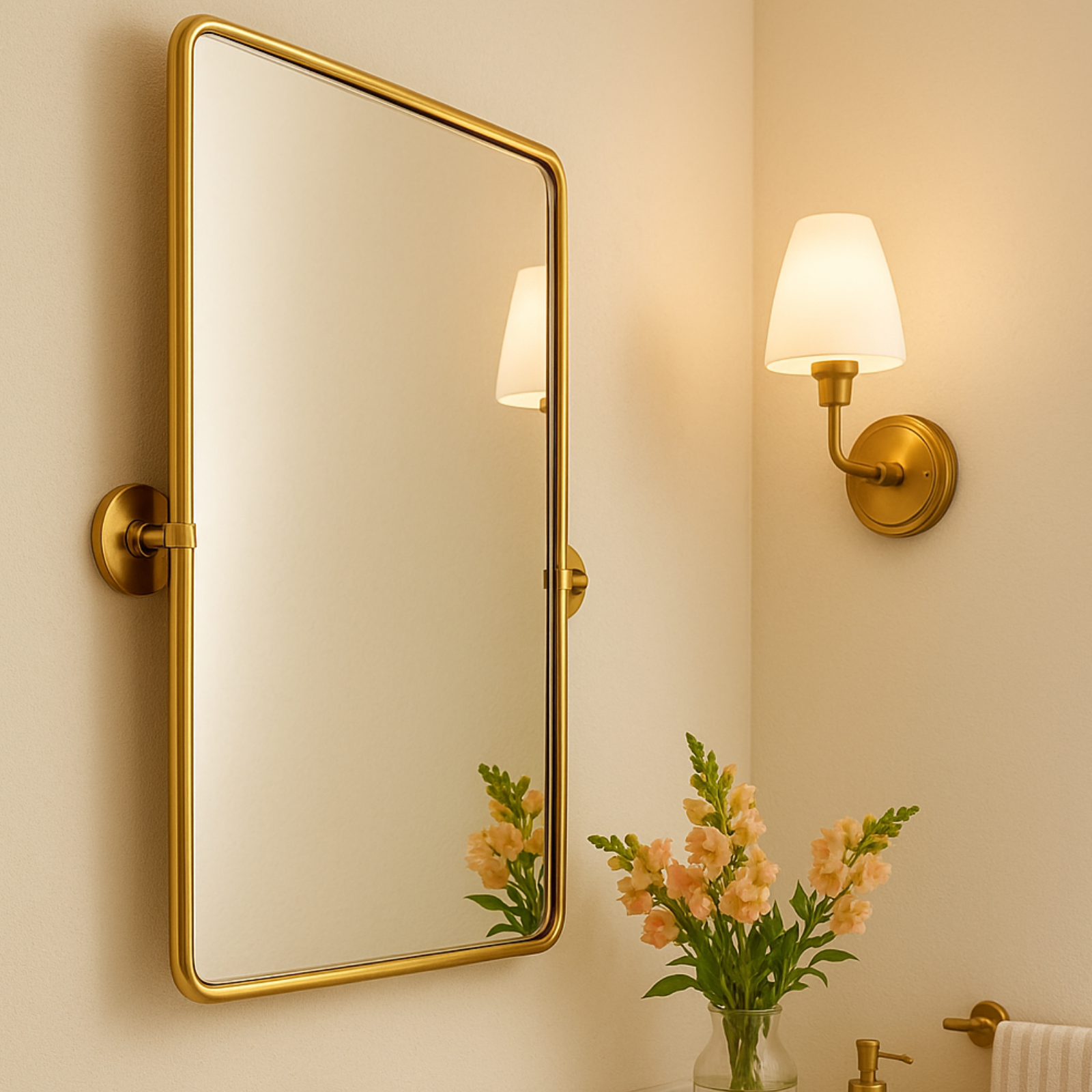 Woodvale Farmhouse Rectangle Bathroom Pivot Mirrors