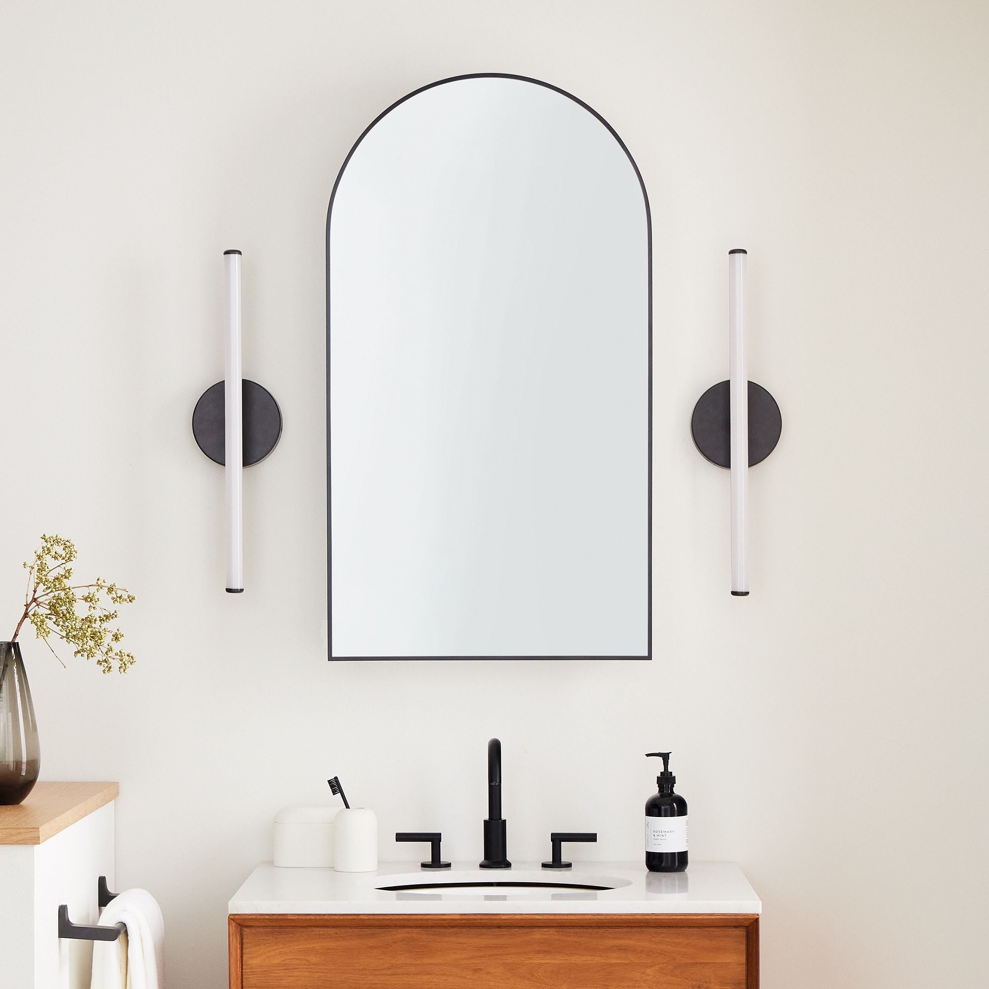 Arched Metal Framed Recessed Medicine Cabinet with Mirror