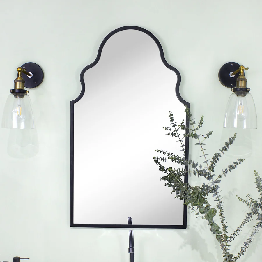 Arched Stainless Steel Metal Framed Wall Mounted Bathroom Vanity Mirror
