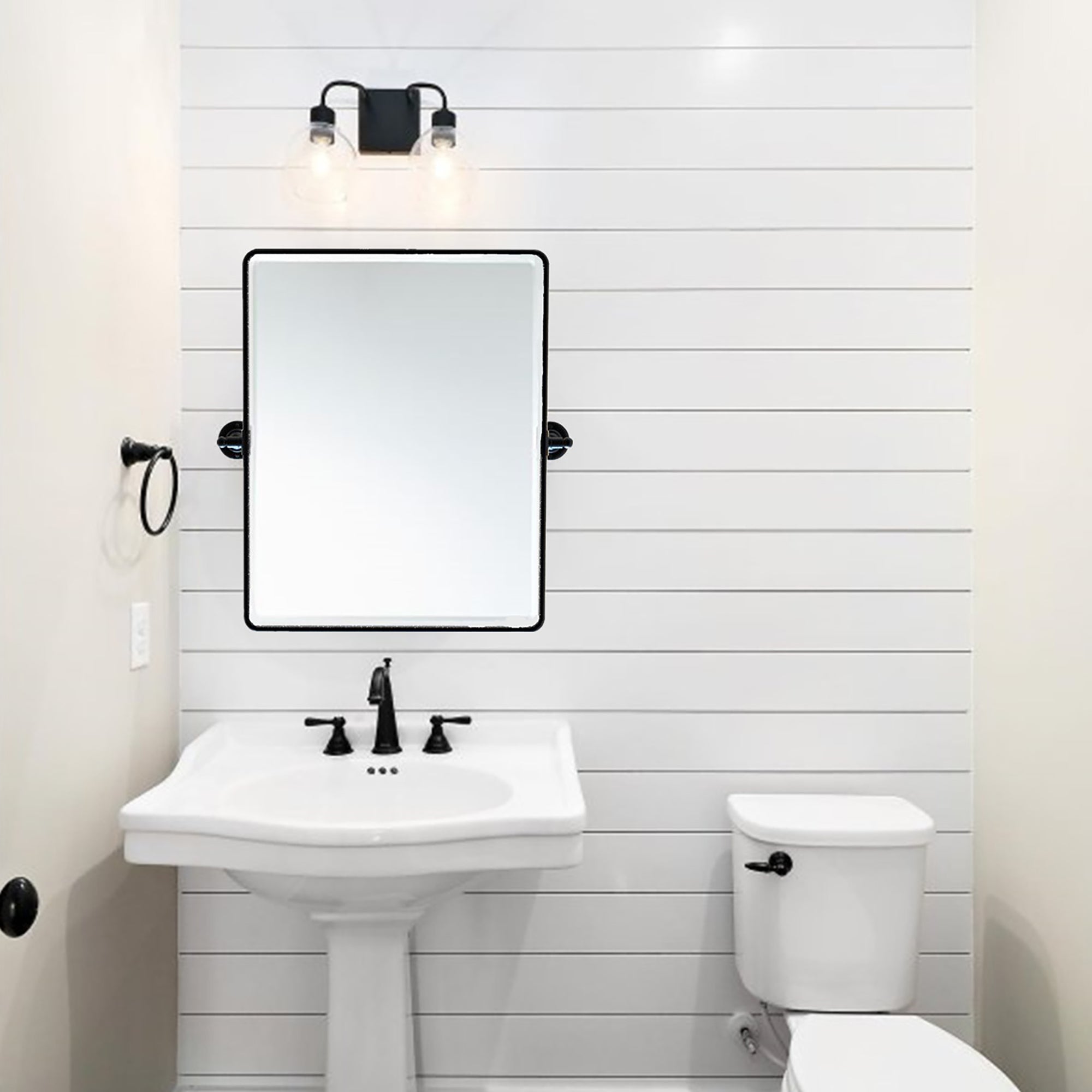 Rectangular Metal Framed Wall Mounted Bathroom Vanity Mirror