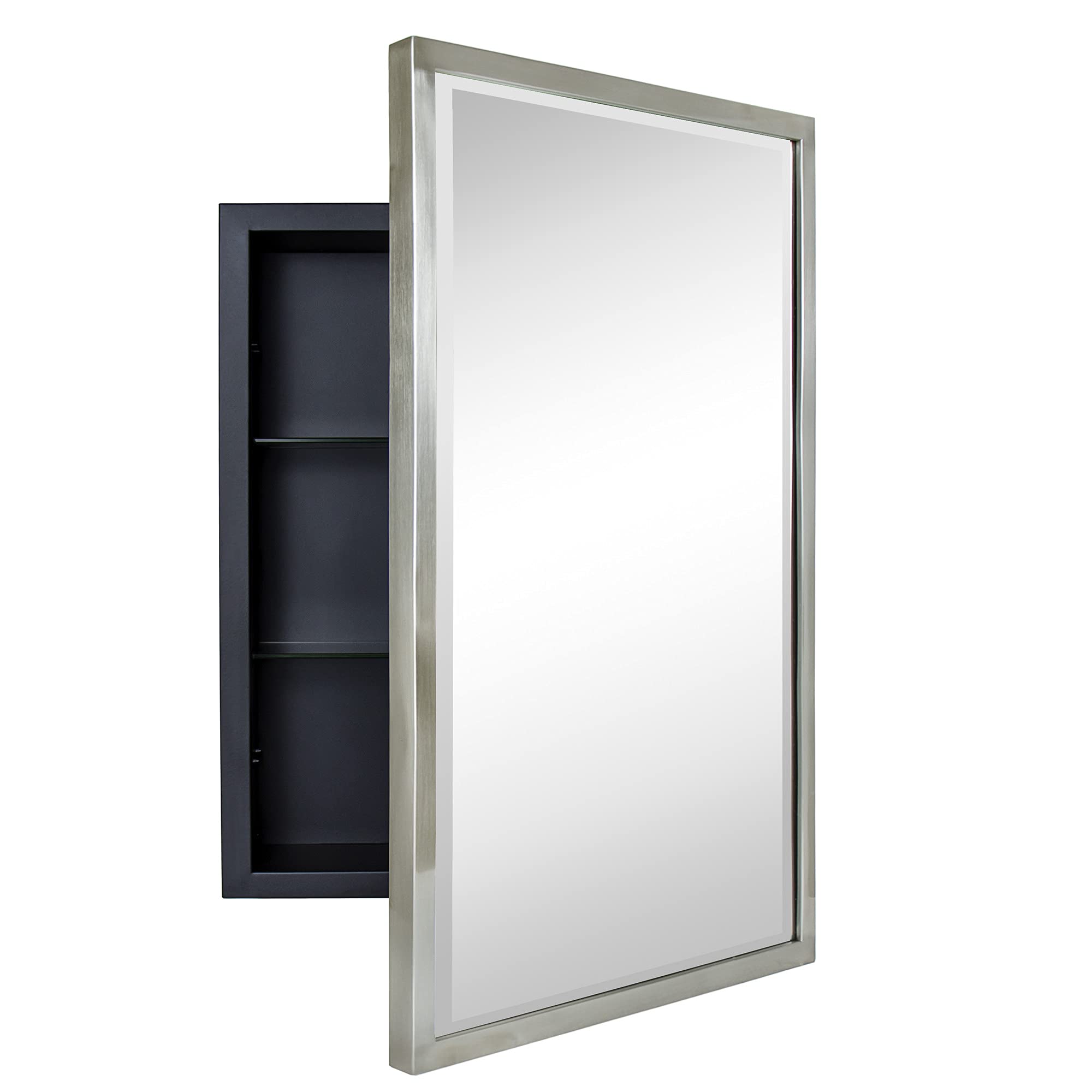 Rectangular Metal Framed Recessed Bathroom Medicine Cabinet with Mirror