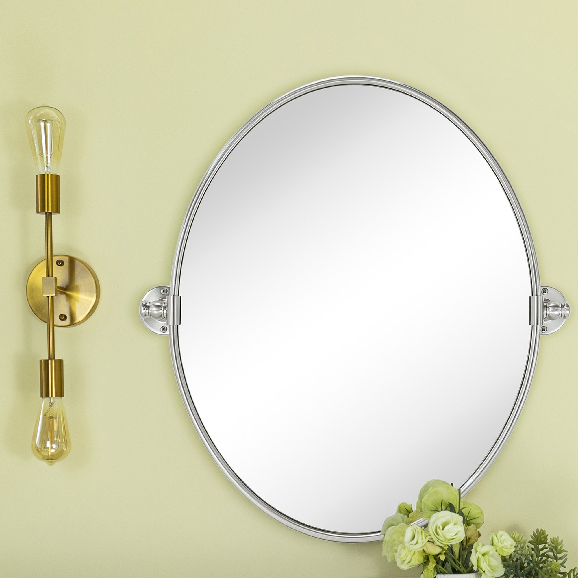  Pivot Oval Metal Framed Wall Mounted Bathroom Vanity Mirror