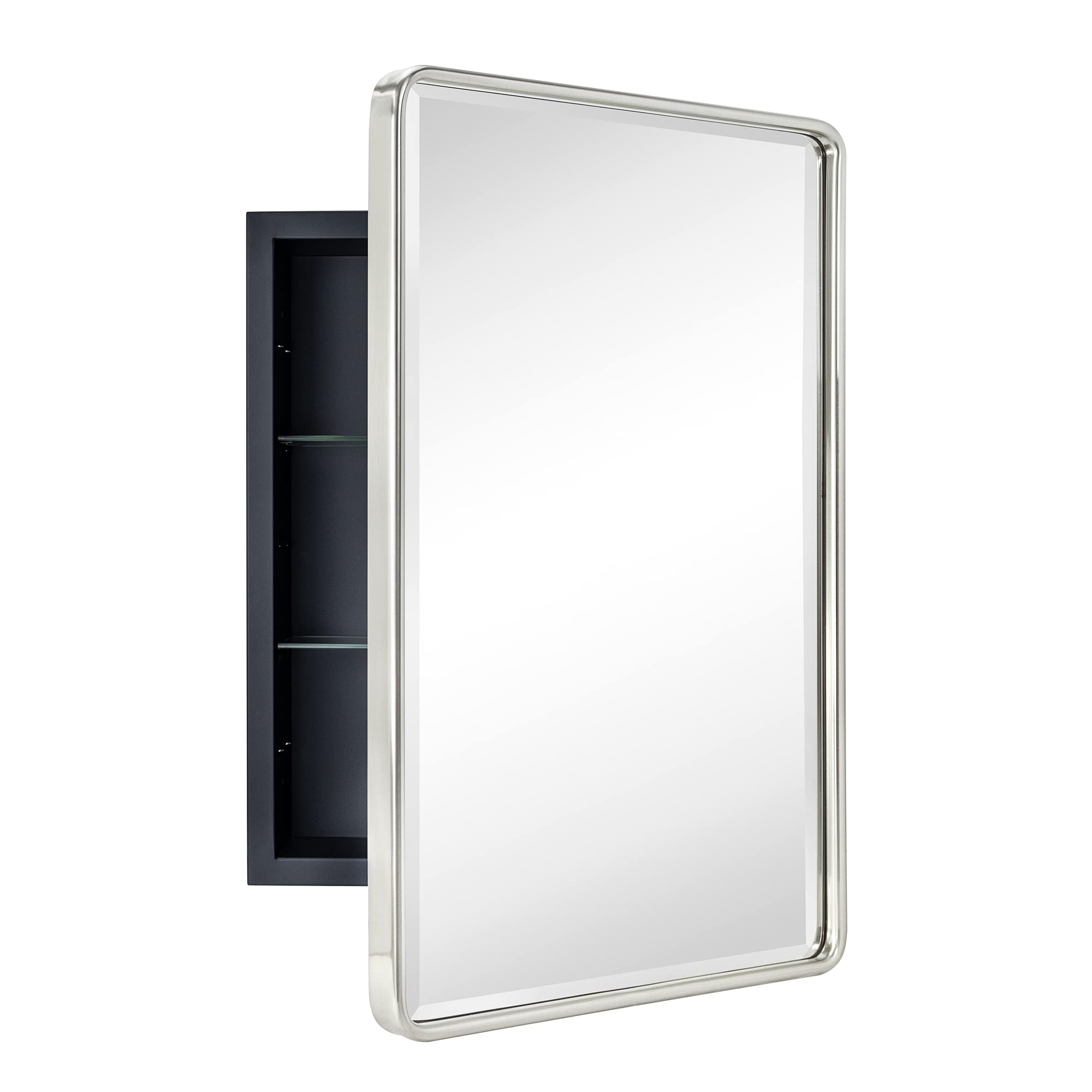 Recessed Rectangular Metal Framed Bathroom Medicine Cabinets with Mirror