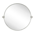 Round Stainless Steel Framed Pivoting Wall Mounted Bathroom Vanity Mirror