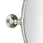 Round Stainless Steel Framed Pivoting Wall Mounted Bathroom Vanity Mirror