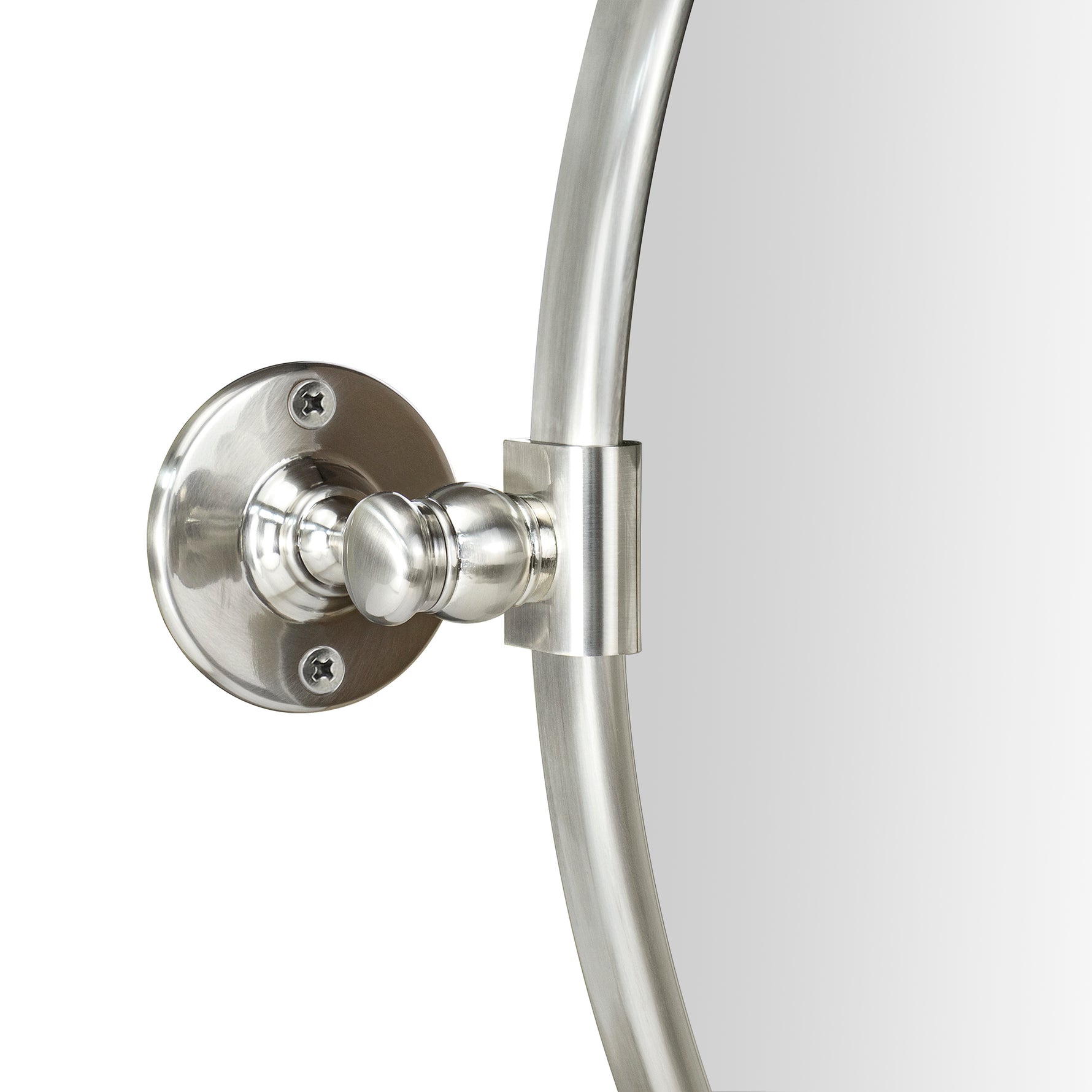 Round Stainless Steel Framed Pivoting Wall Mounted Bathroom Vanity Mirror