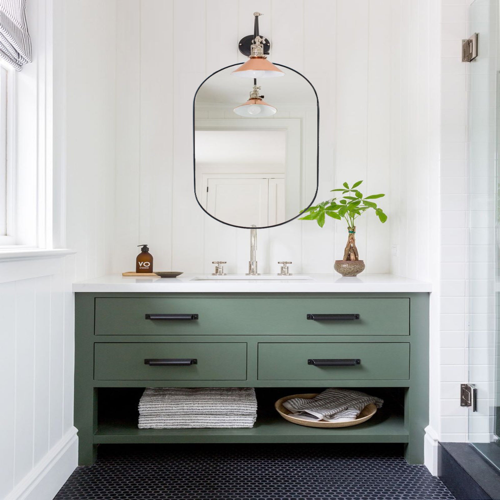 Oval Metal Framed Wall Mounted Bathroom Vanity Mirror