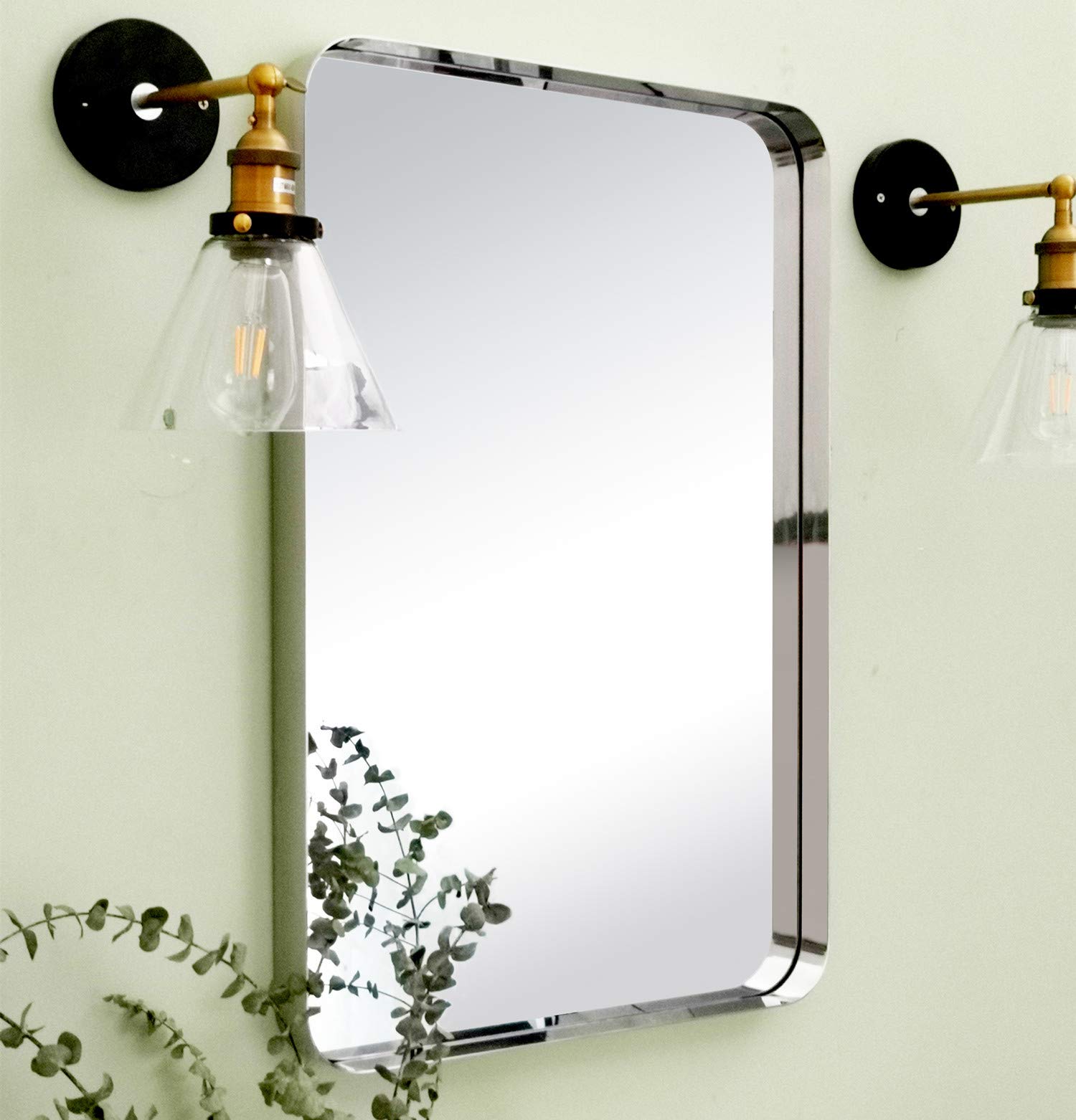 Rectangular Metal Framed Wall Mounted Bathroom Vanity Mirror