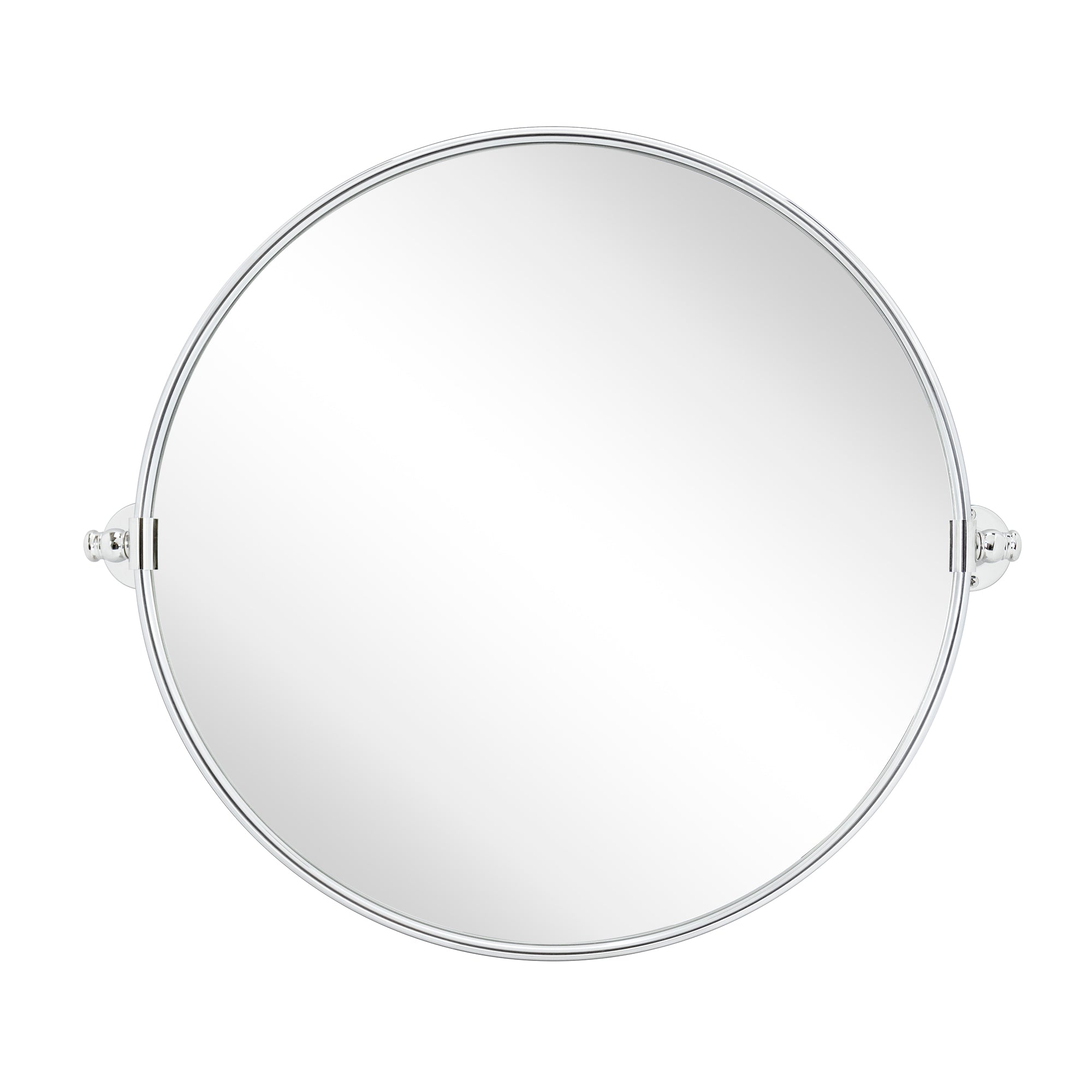 Round Stainless Steel Framed Pivoting Wall Mounted Bathroom Vanity Mirror