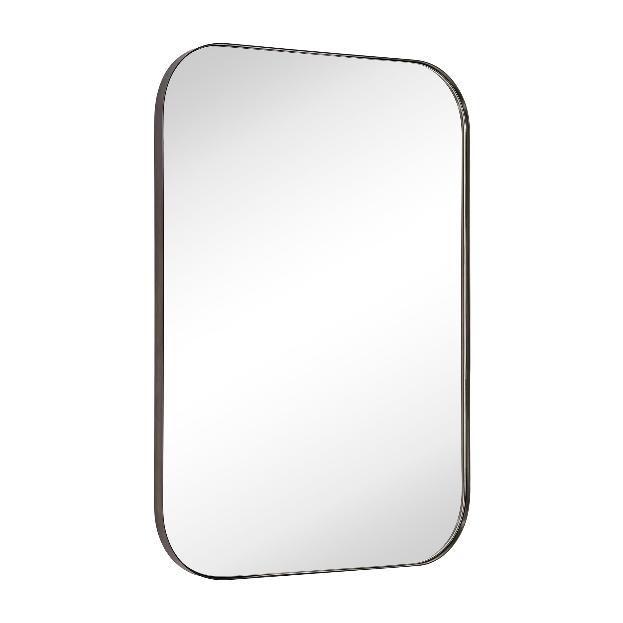 Mid-Century Rectangular Stainless Steel Framed Wall Mounted Bathroom Vanity Mirror