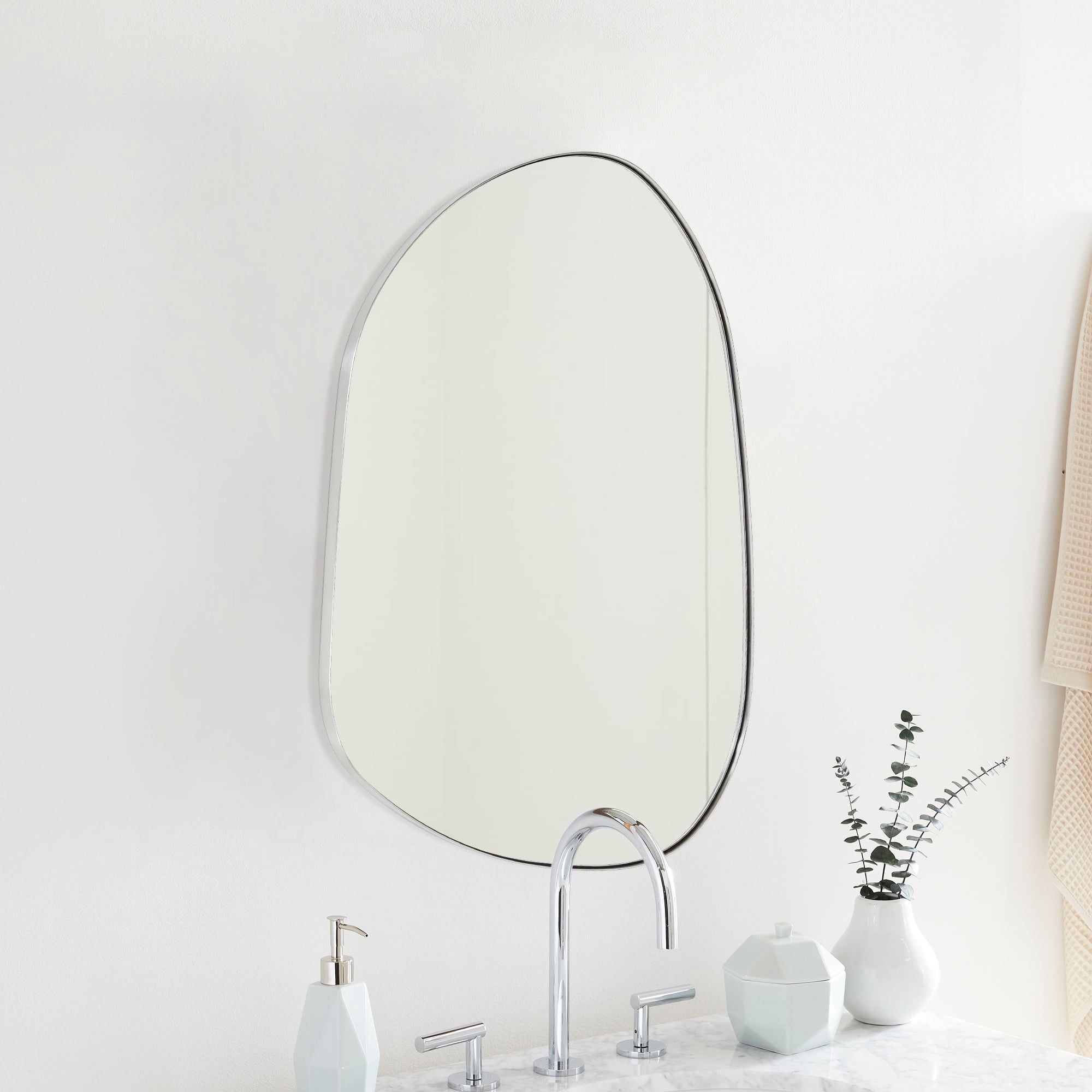 Irregular Shaped Metal Framed Wall Mount Bathroom Vanity Mirror