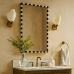 livra Vintage Rectangle Mirrors, Natural Marble Framed Wall Mirrors, 20x30" in Black and White GC-JL0003 TEHOME