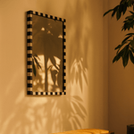 livra Vintage Rectangle Mirrors, Natural Marble Framed Wall Mirrors, 20x30" in Black and White GC-JL0003 TEHOME