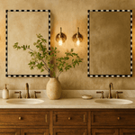 livra Vintage Rectangle Mirrors, Natural Marble Framed Wall Mirrors, 20x30" in Black and White GC-JL0003 TEHOME