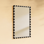 livra Vintage Rectangle Mirrors, Natural Marble Framed Wall Mirrors, 20x30" in Black and White GC-JL0003 TEHOME