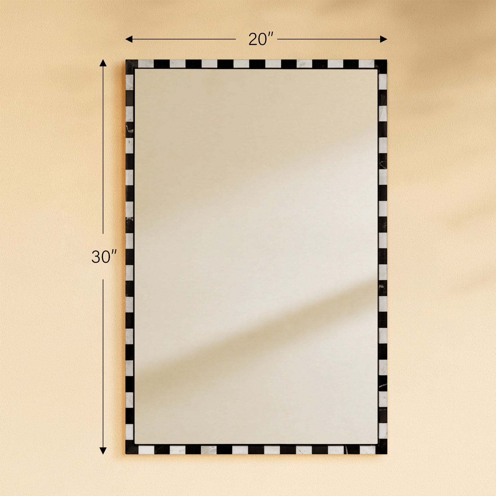 livra Vintage Rectangle Mirrors, Natural Marble Framed Wall Mirrors, 20x30" in Black and White GC-JL0003 TEHOME