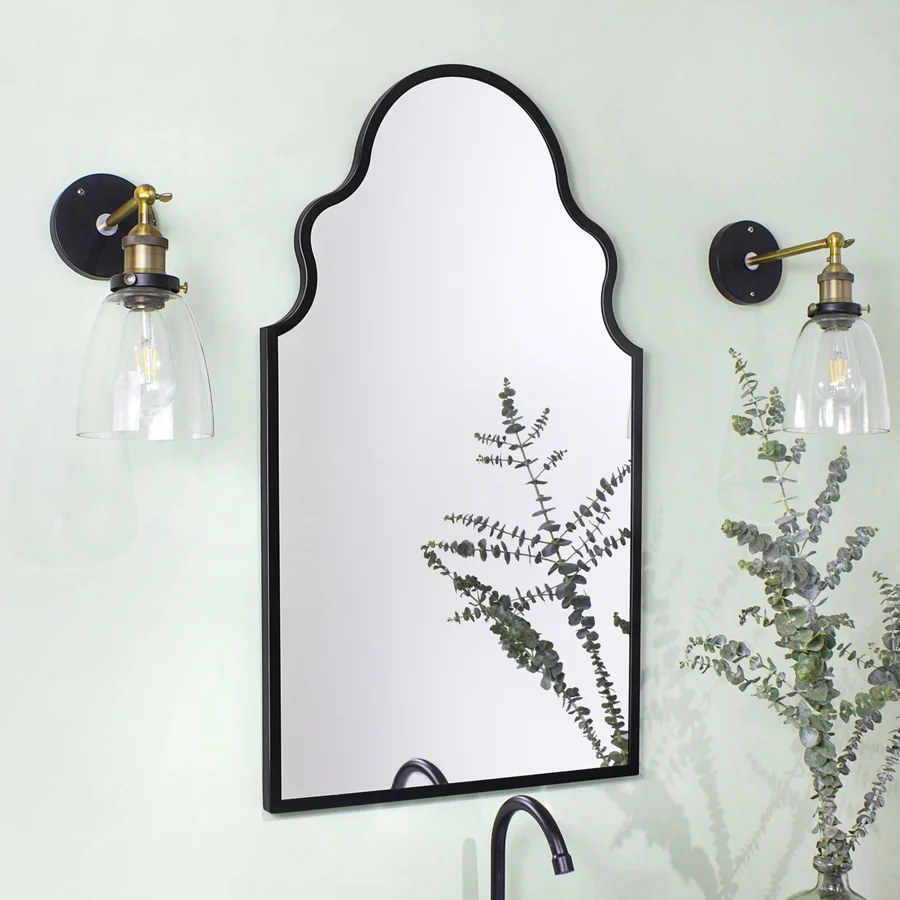 Arched Stainless Steel Metal Framed Wall Mounted Bathroom Vanity Mirror
