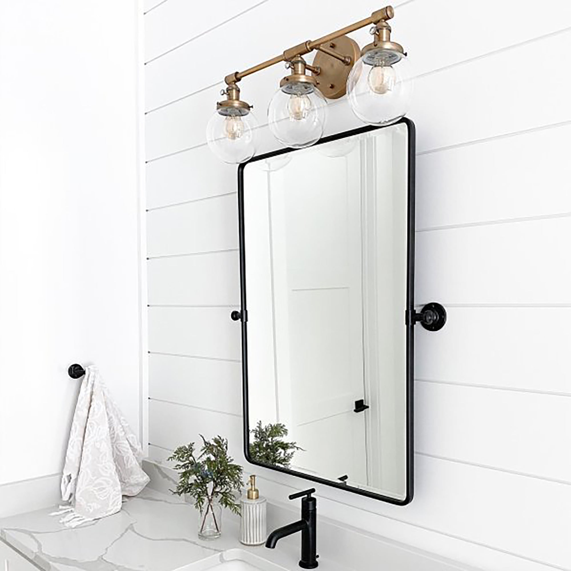 Rectangular Metal Framed Wall Mounted Bathroom Vanity Mirror