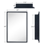 Rectangular Metal Framed Recessed Bathroom Medicine Cabinet with Mirror