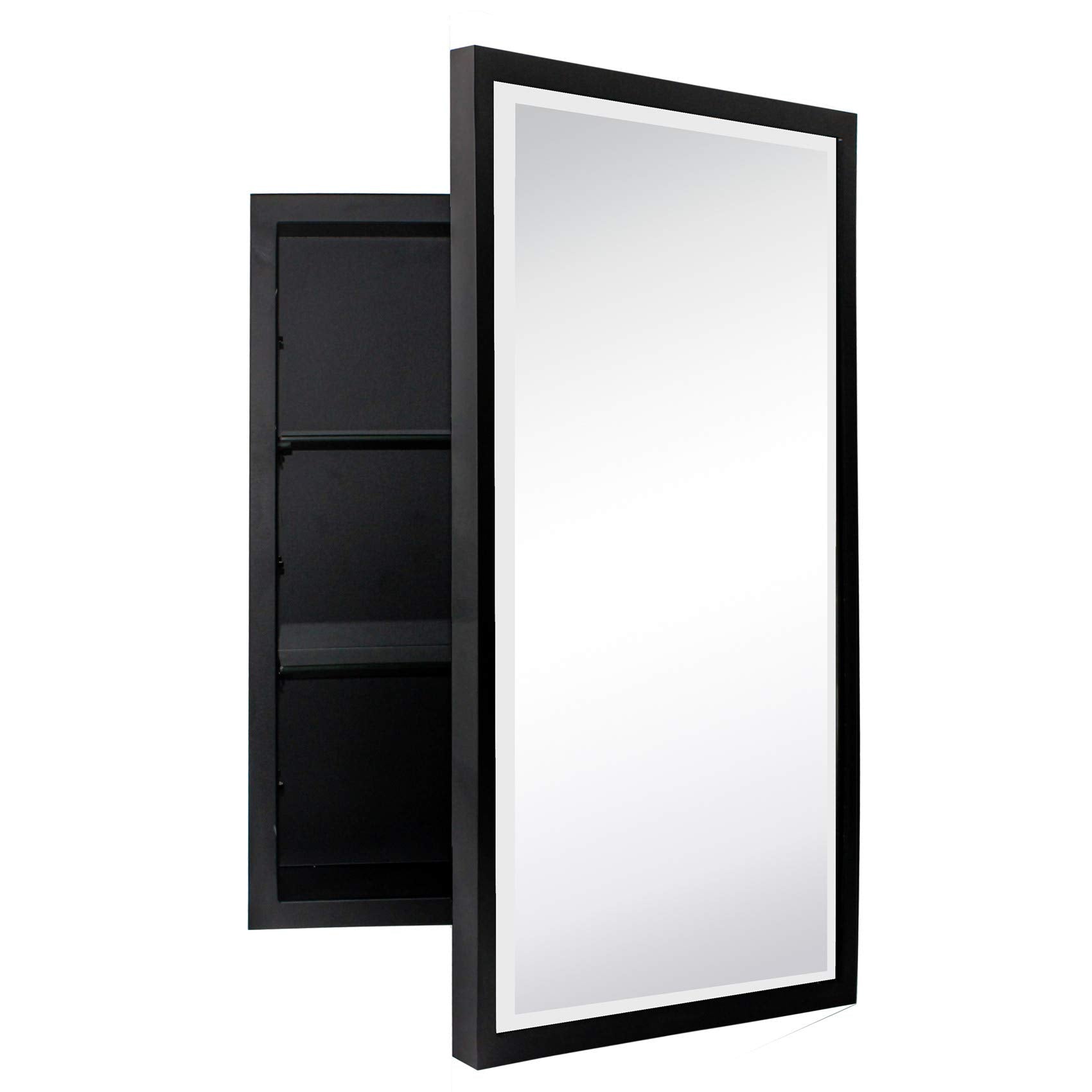 Rectangular Metal Framed Recessed Bathroom Medicine Cabinet with Mirror