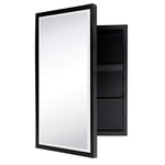 Rectangular Metal Framed Recessed Bathroom Medicine Cabinet with Mirror