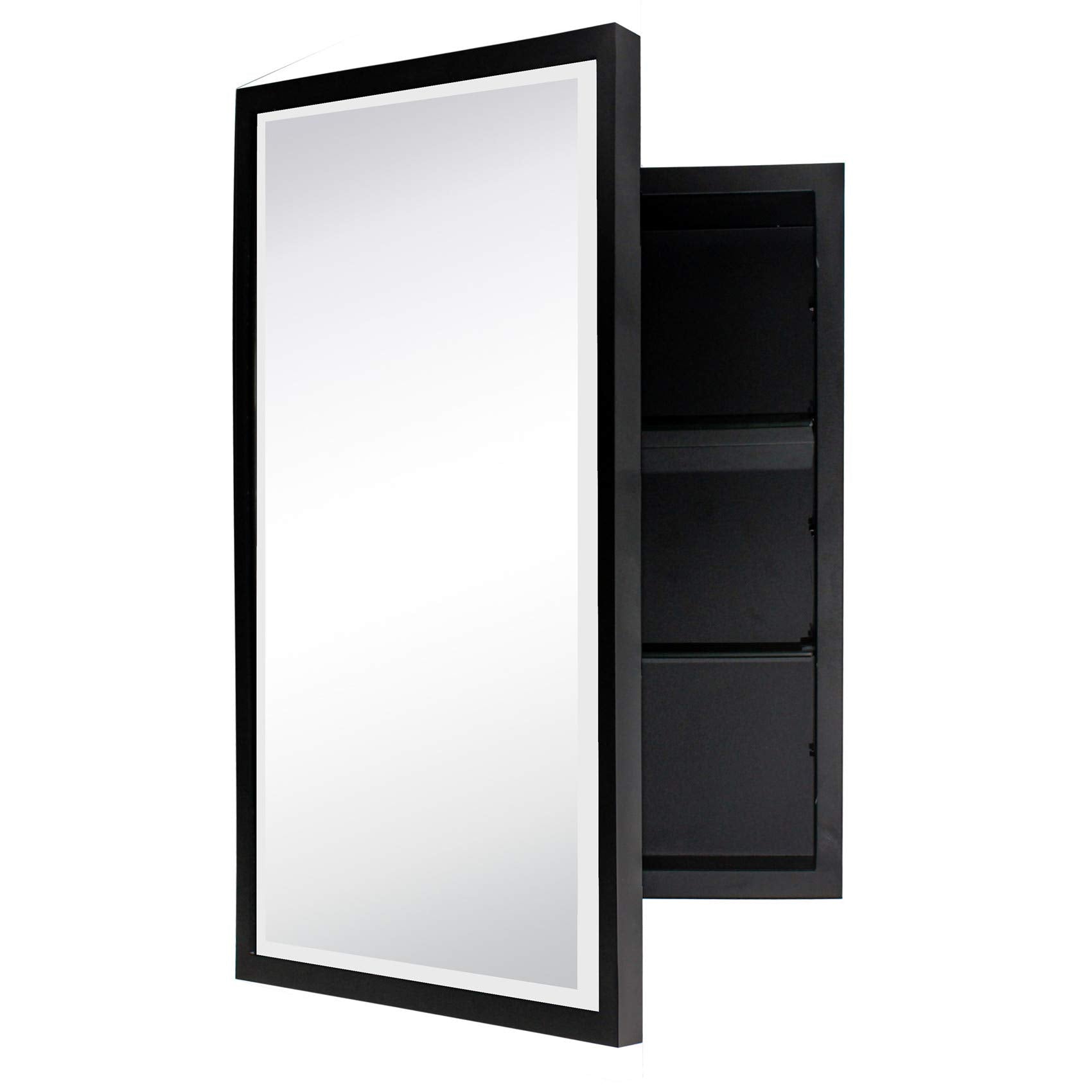 Rectangular Metal Framed Recessed Bathroom Medicine Cabinet with Mirror