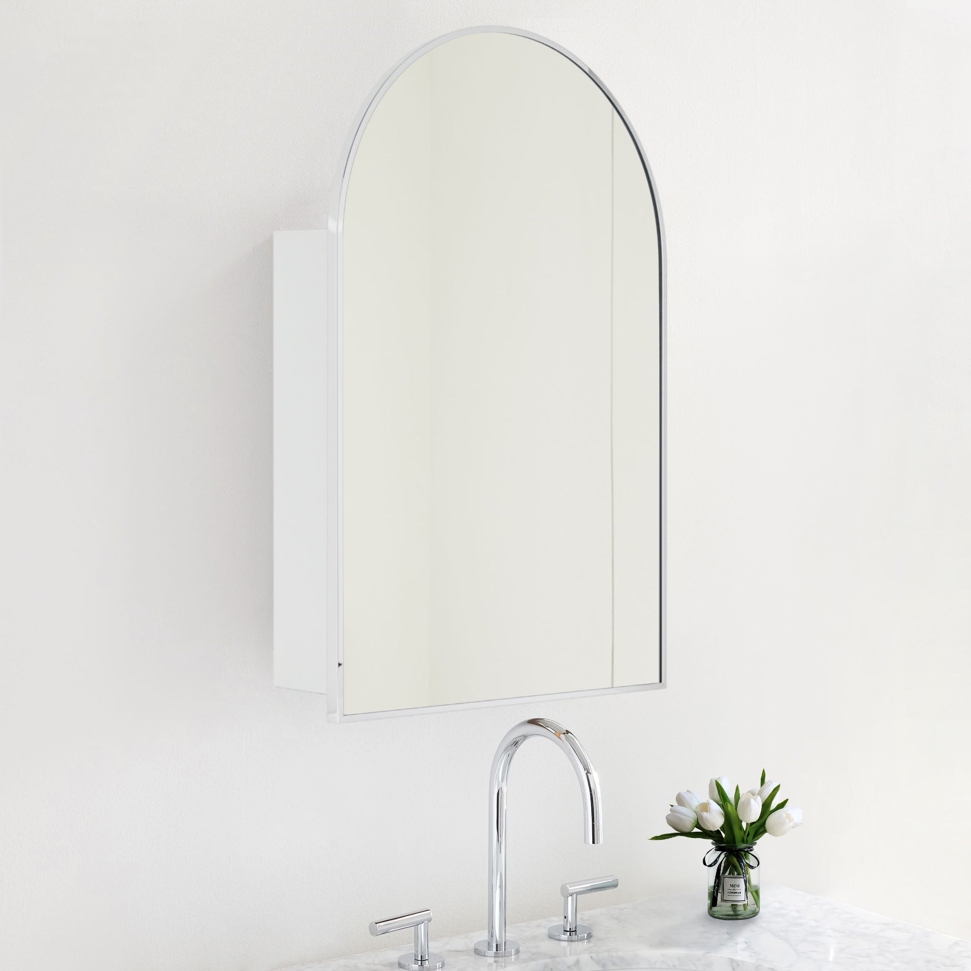 Arched Bathroom Medicine Cabinet with Mirror Recessed and Surface Mount Medicine Cabinet Mirror