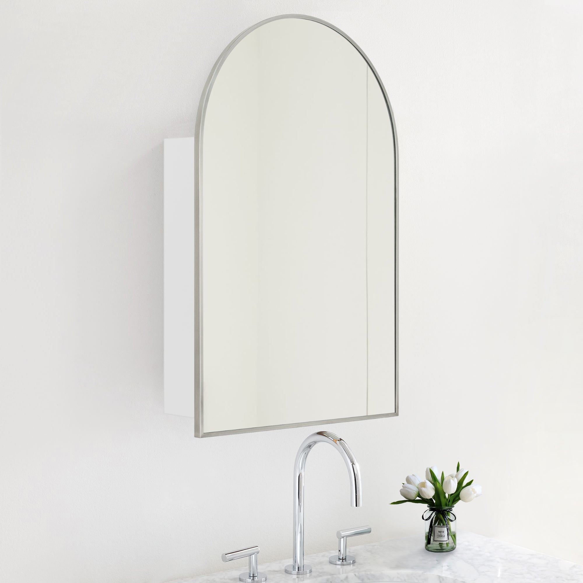 Arched Bathroom Medicine Cabinet with Mirror Recessed and Surface Mount Medicine Cabinet Mirror