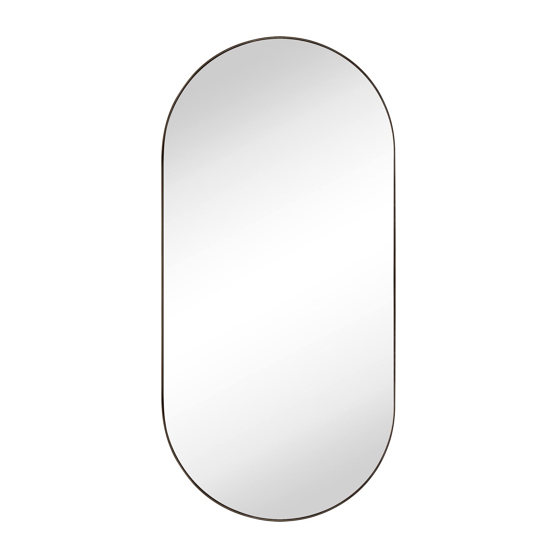 Oval Pill Shape Metal Framed Recessed Medicine Cabinet with Mirror