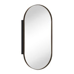 Oval Pill Shape Metal Framed Recessed Medicine Cabinet with Mirror